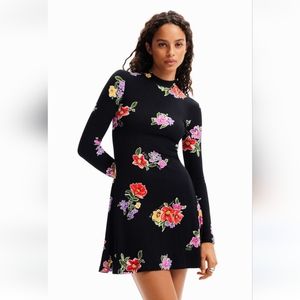 Desigual Black Mini Floral Dress